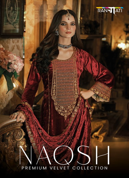 Naqsh By Rangati Prints Silk Velvet With Embroidery Work Suits Wholesale Online